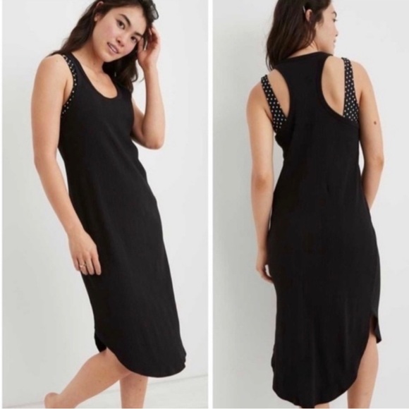 aerie Dresses & Skirts - Aerie Ribbed Dress Black Size Small